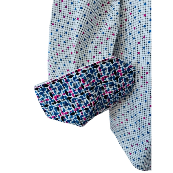 Robert Graham Flip Cuff Polka Dot Long Sleeve Button Down Shirt Size Large Men's - Picture 3 of 6